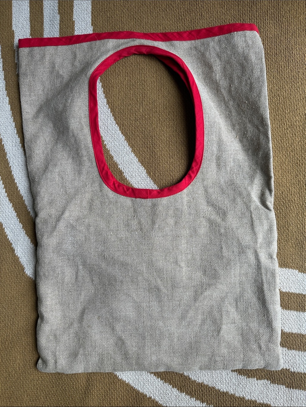Unique Canvas Tote with Red Trim
